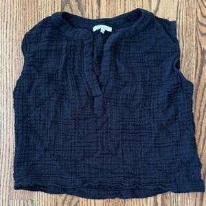 Z Supply Black Sleeveless Textured V-Neck Top